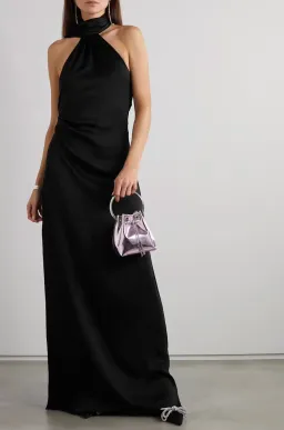 Jonathan Simkhai Vittoria Draped Satin Maxi Dress Black Size 6 for rent on The Volte - image 3