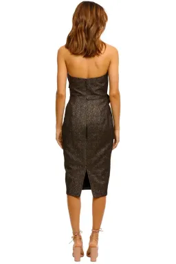 Elle Zeitoune Stella Strapless Midi Dress in Brown Size 10 for rent on The Volte - image 3