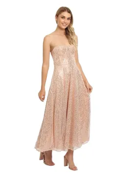 Elle Zeitoune Lana Bustier Midi Dress in Rose Gold Size 12 for rent on The Volte - image 1