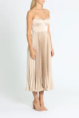 Elle Zeitoune Fluid Pleated Midi Dress in Champagne Size 8 for rent on The Volte - image 2