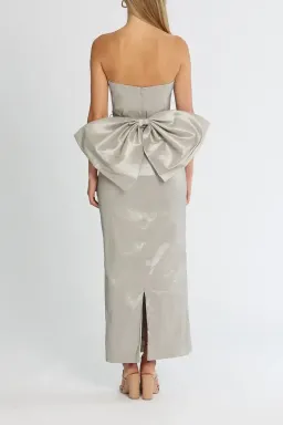 Elle Zeitoune Fitted Strapless Dress in Silver Size 14 for rent on The Volte - image 3