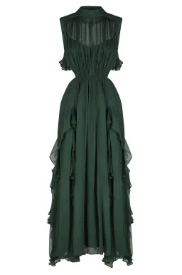 Shona Joy Leonie Backless Frill Maxi Dress Rosemary Green Size 6 for rent on The Volte - image 4