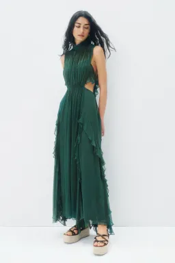 Shona Joy Leonie Backless Frill Maxi Dress Rosemary Green Size 6 for rent on The Volte - image 1