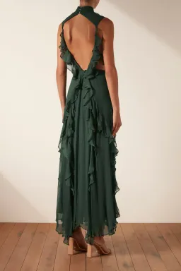 Shona Joy Leonie Backless Frill Maxi Dress Rosemary Green Size 6 for rent on The Volte - image 3