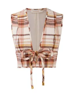 Zimmermann The Matchmaker Check Bow Bodice Size 0/Au 8 and Dance Short Size 1/Au 10 Set in Cream Check  for rent on The Volte - image 2