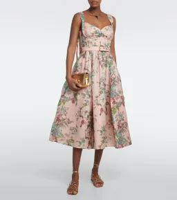 Zimmermann The Matchmaker Midi Dress in Pink Barkcloth Print Size 1 / AU 10 for rent on The Volte - image 1