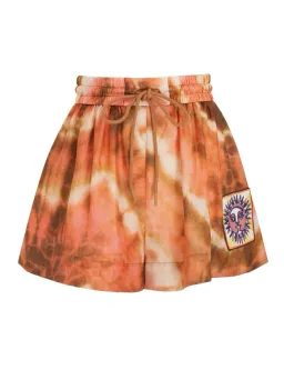 Zimmermann The Vacay Body Shirt and Vacay Relaxed Short in Red/Brown Tie Dye Set Size 0/AU 8  for rent on The Volte - image 3