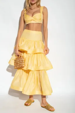 Zimmermann Coaster Bralette and Tiered Skirt in Set Butter Size 1/AU 10 for rent on The Volte - image 3