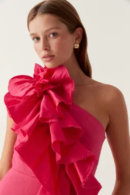 Aje Adelia Ruffle Midi Dress Pink Size 10 for rent on The Volte - image 3