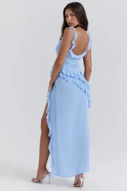 House of CB Ariela Ruffle Maxi Dress Blue Size XL / AU 14 for rent on The Volte - image 3
