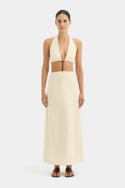 Sir The Label Josefina Corded Cut Out Dress Warm Ivory Size 0 /AU 6 for rent on The Volte - image 1