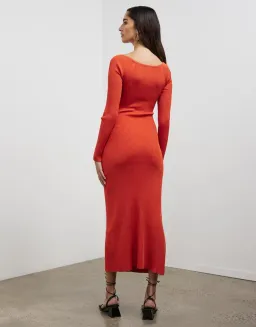Cult Gaia Melissa Knit Midi Dress in Rouge Size 6 for rent on The Volte - image 2