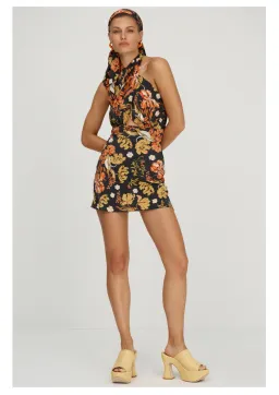 Shona Joy Okala Silk Cross Front Halter Mini Dress Floral Size 6  for rent on The Volte - image 1