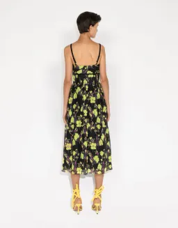 Cue Neon Rose Ruched Bodice Midi Dress Floral Size 8 for rent on The Volte - image 3