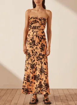 Shona Joy Solare Strapless Cut Out Ruched Dress Print Size 6 for rent on The Volte - image 2