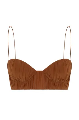 Alex Perry Hartley Ruched Maxi Skirt and Preston Bralette Set Brown Size 8 for rent on The Volte - image 3