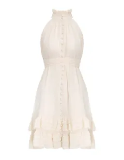 Zimmermann Pleated Lace Picnic Mini Dress White Size 10 for rent on The Volte - image 1