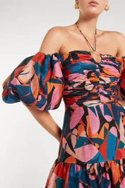 Rebecca Vallance Catalina Puff Sleeve Mini Dress Multi Size 14 for rent on The Volte - image 3