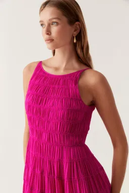 Aje Rosewood Ruched Maxi Dress Magenta Size 6 for rent on The Volte - image 2