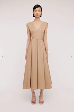 Scanlan Theodore Parachute Panelled A-Line Midi Dress Camel Size 8 for rent on The Volte - image 1