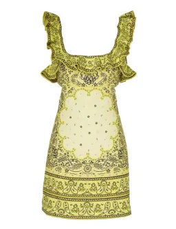 Zimmermann Matchmaker Frilled Mini Dress in Yellow Bandana Size 2 / AU 12  for rent on The Volte - image 2