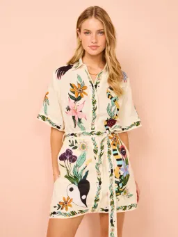 Alemais Meagan Linen Mini Dress Print Size 12  for rent on The Volte - image 1