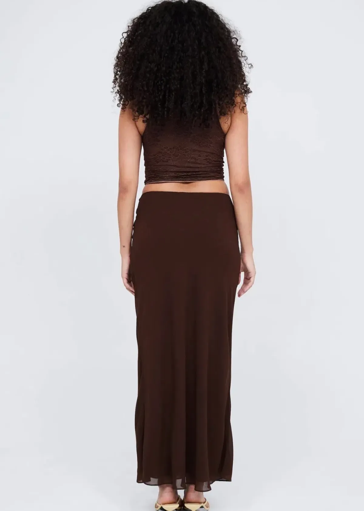 Benni Valentino Lace Top and Lace Insert Skirt Set Brown Size 8 - Image 3