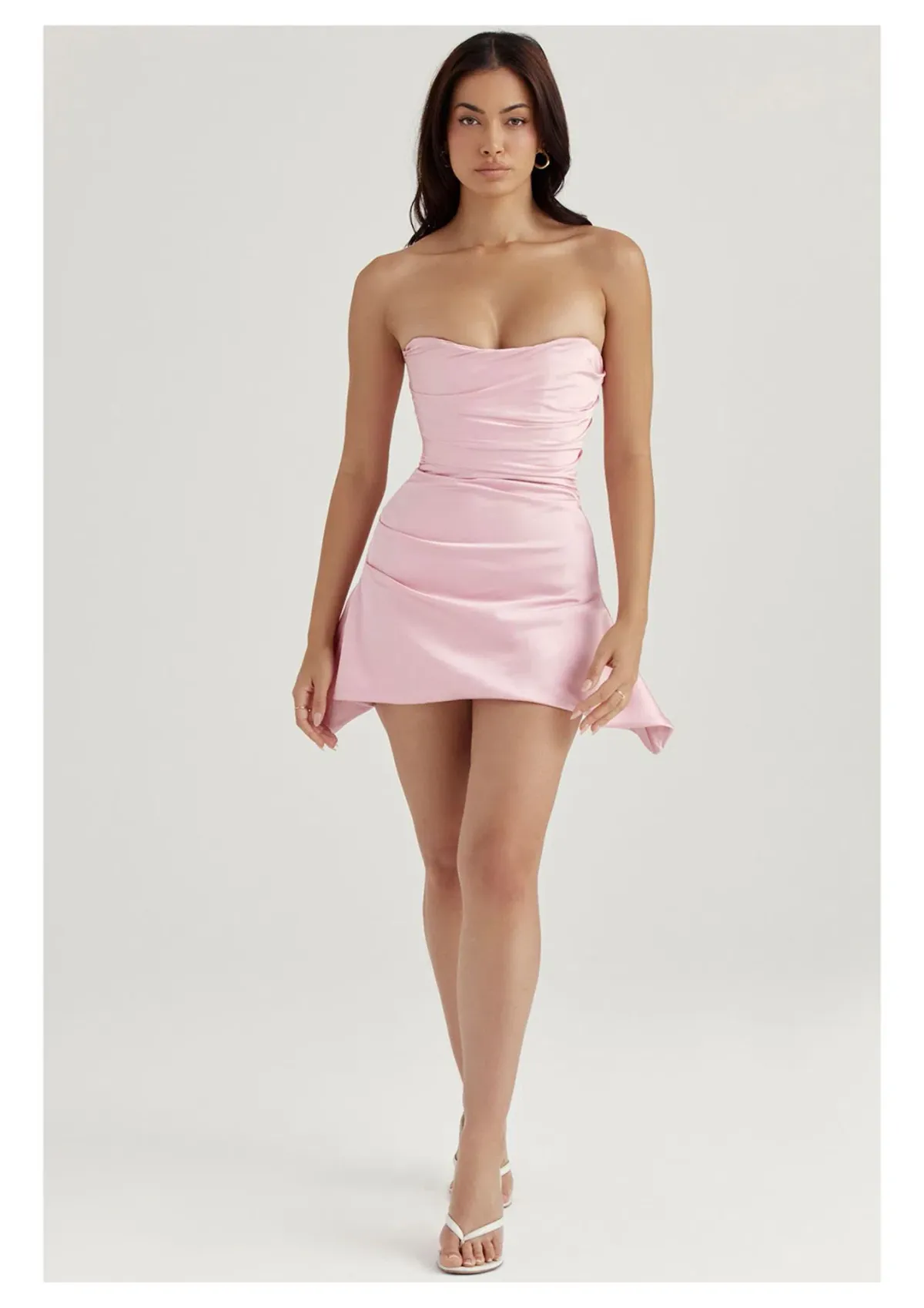 House of CB Jasmine Draped Strapless Corset Mini Dress Rose Pink Size L / AU 12 - Image 1