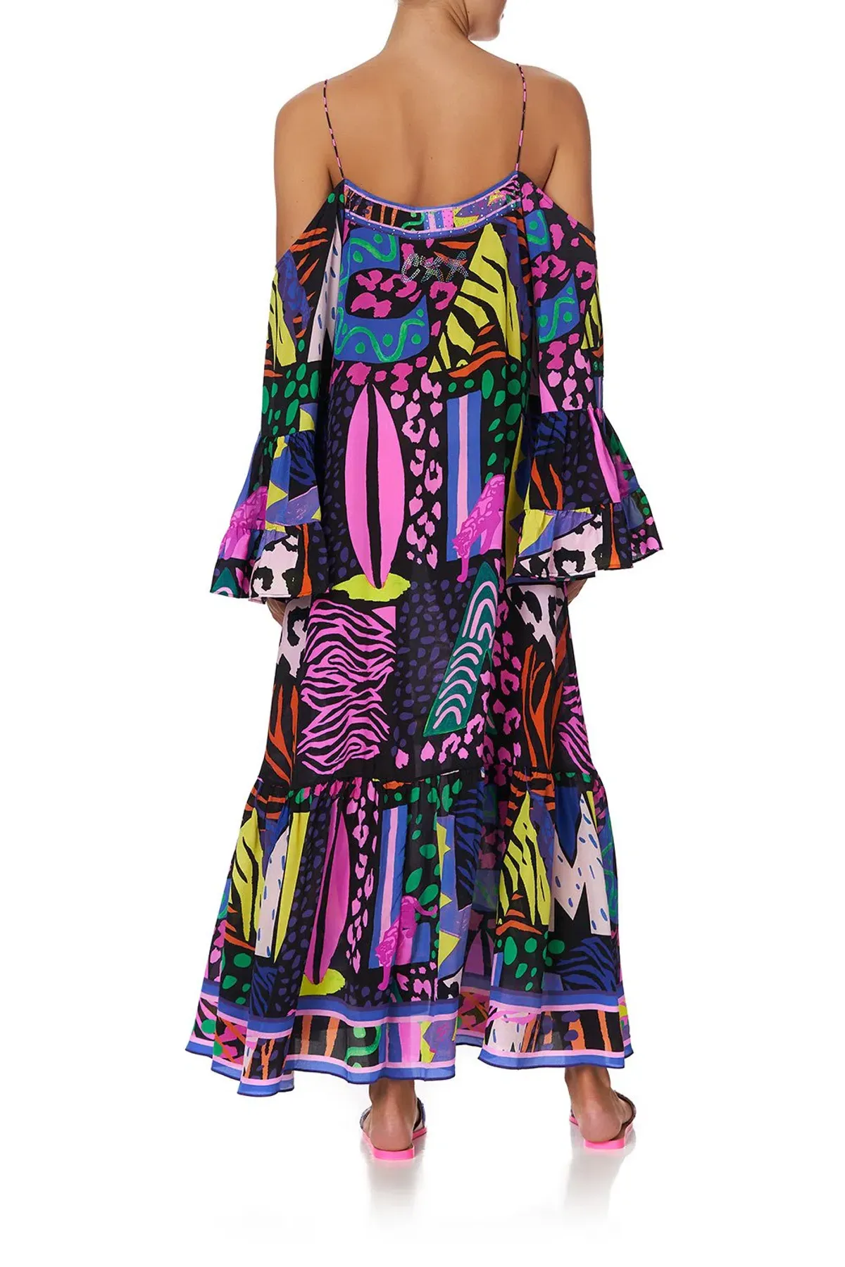 Camilla Drop Shoulder Shoestring Strap Long Sleeve Dress in Fair Ladys Dinkum One Size  - Image 3