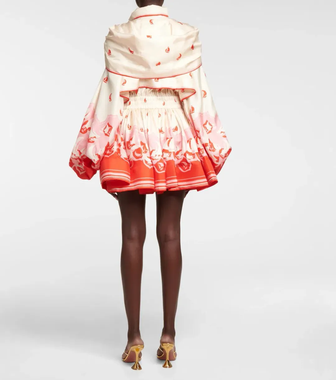 Zimmermann High Tide Billow Mini Dress Red Print Size 0 / AU 8 for rent on The Volte - main image