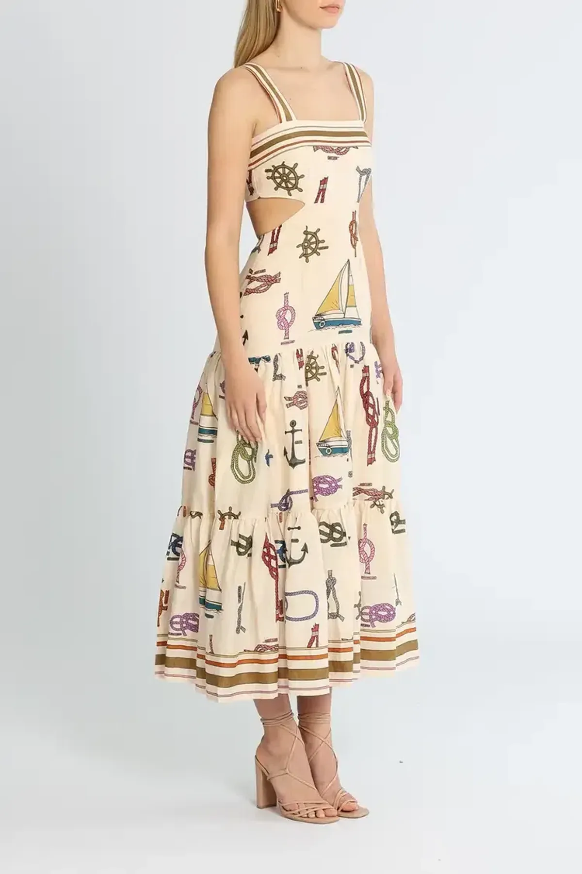 Alemais Ships Ahoy Midi Sundress Print Size 12 - Image 2