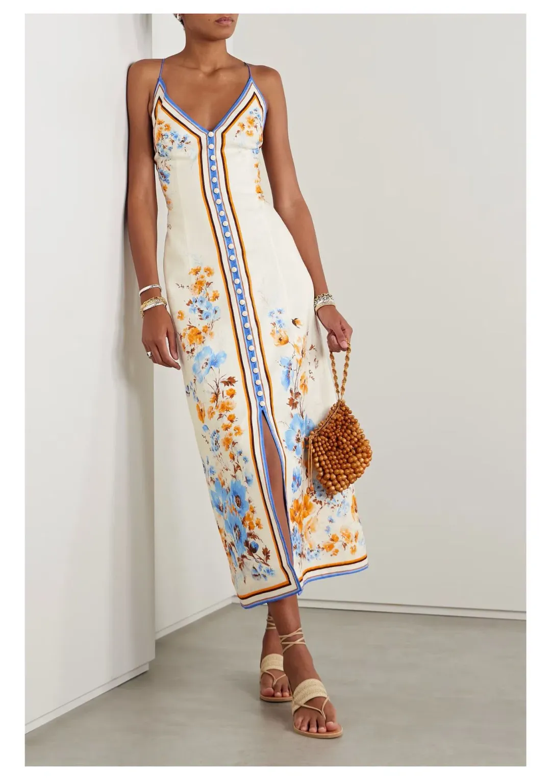 Zimmermann Halcyon Slip Linen Midi Dress Floral Size 0 / AU 8 for rent on The Volte - main image