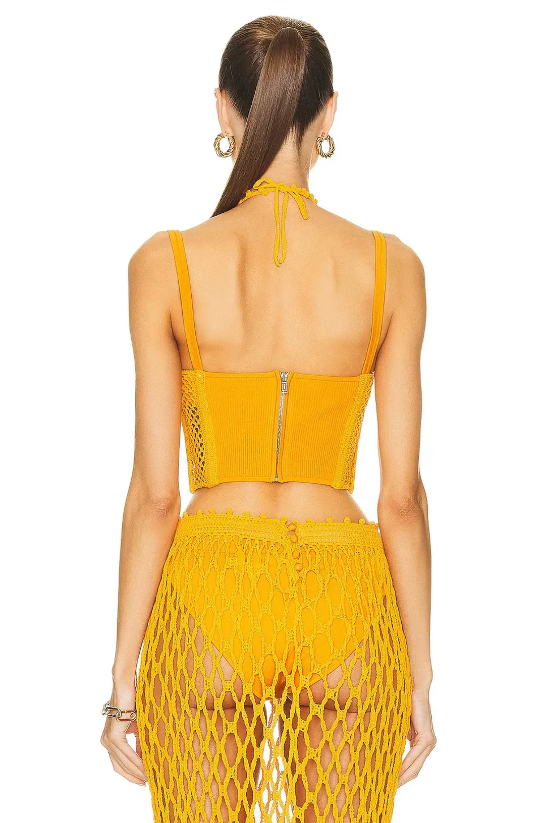 Dion Lee Coral Crochet Corset in Amber Orange Size AU 4 for rent on The Volte - main image