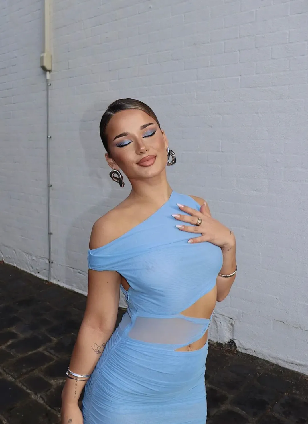 Bec & Bridge Whorl Asym Mesh Maxi in Merdian Blue Size AU 8 for rent on The Volte - main image