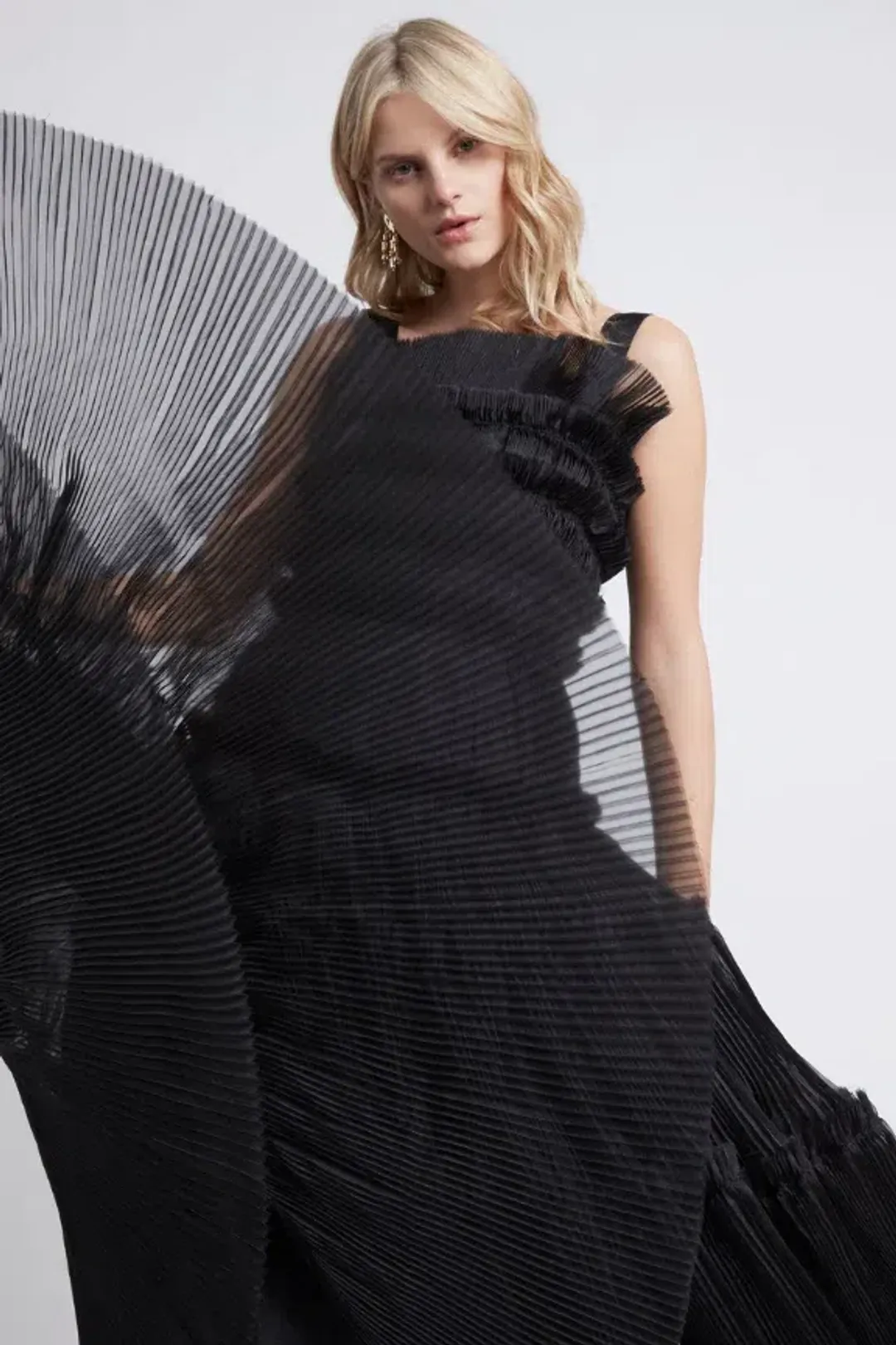 Aje Jacinto Pleated Midi Dress in Black Size AU 12  for rent on The Volte - main image