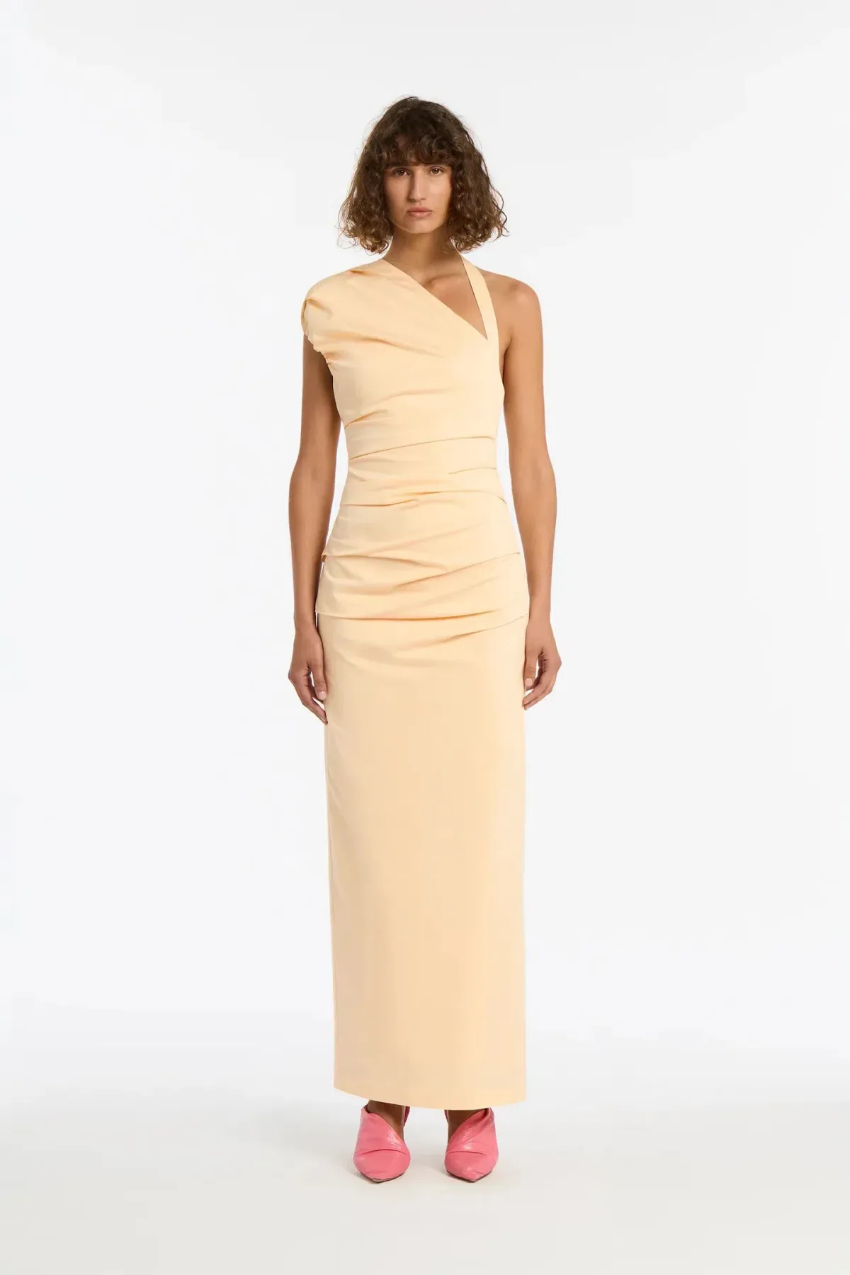 Sir the Label Giacomo Gathered One Shoulder Gown Dress in Yellow Butter Size 0 / AU 6 - Image 4