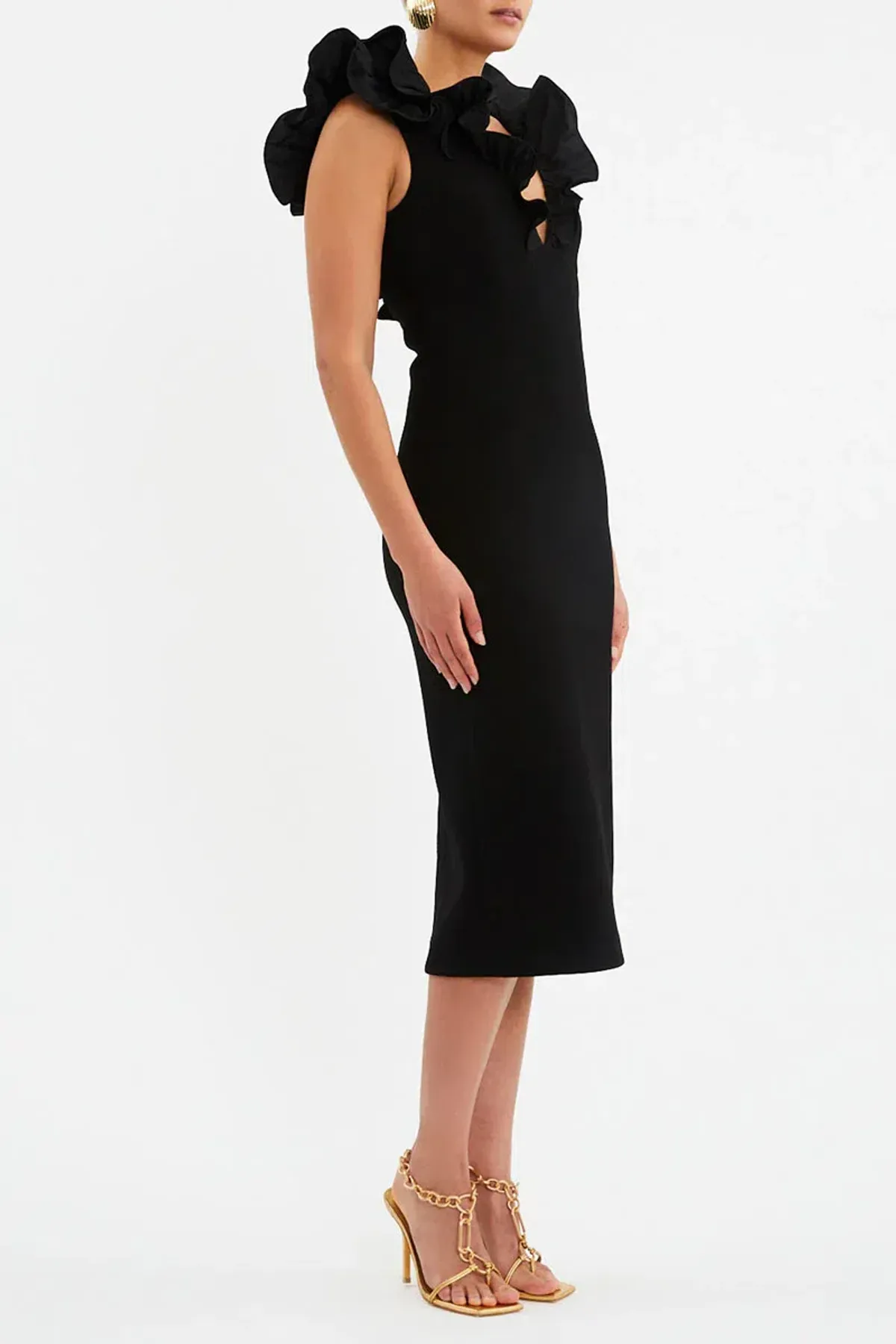 Rebecca Valance Chloe Midi Dress in Black Size AU 8 - Image 2