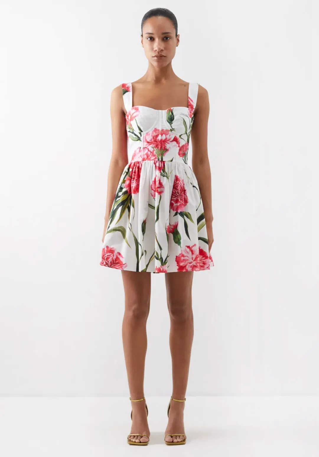 Dolce & Gabbana Short Carnation Print Poplin Dress Size AU 12 for rent on The Volte - main image