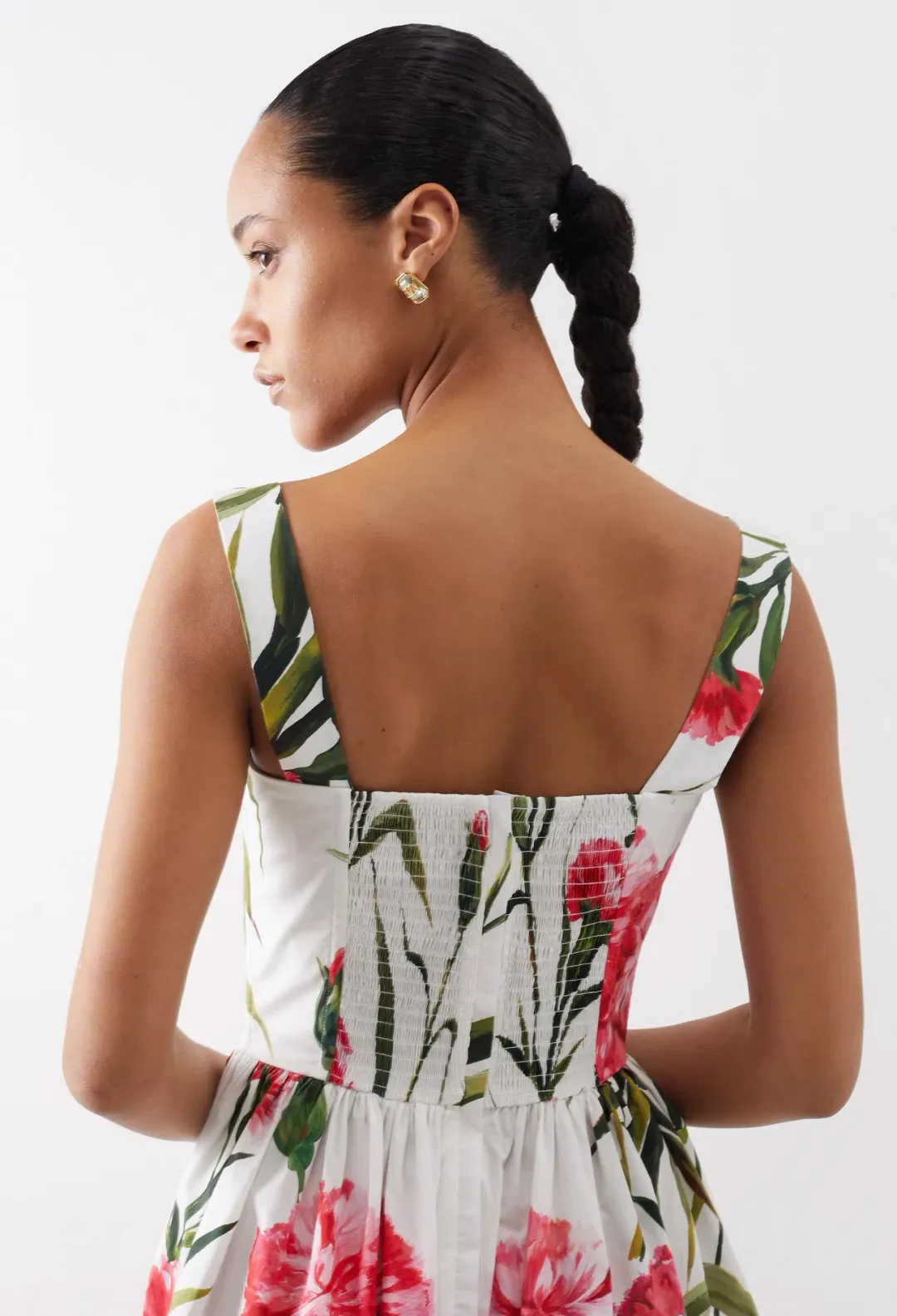 Dolce & Gabbana Short Carnation Print Poplin Dress Size AU 12 for rent on The Volte - main image