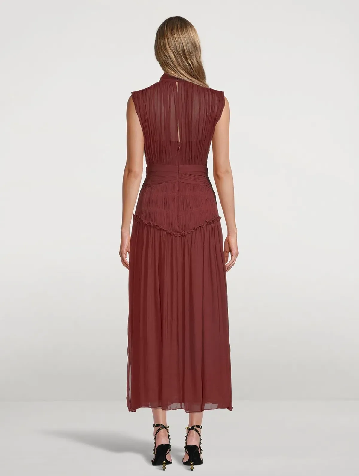 Shona Joy Midi Dress Burgundy Red - Image 3