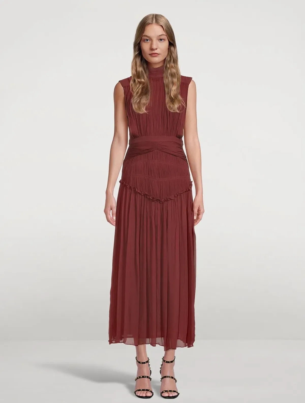 Shona Joy Midi Dress Burgundy Red - Image 1