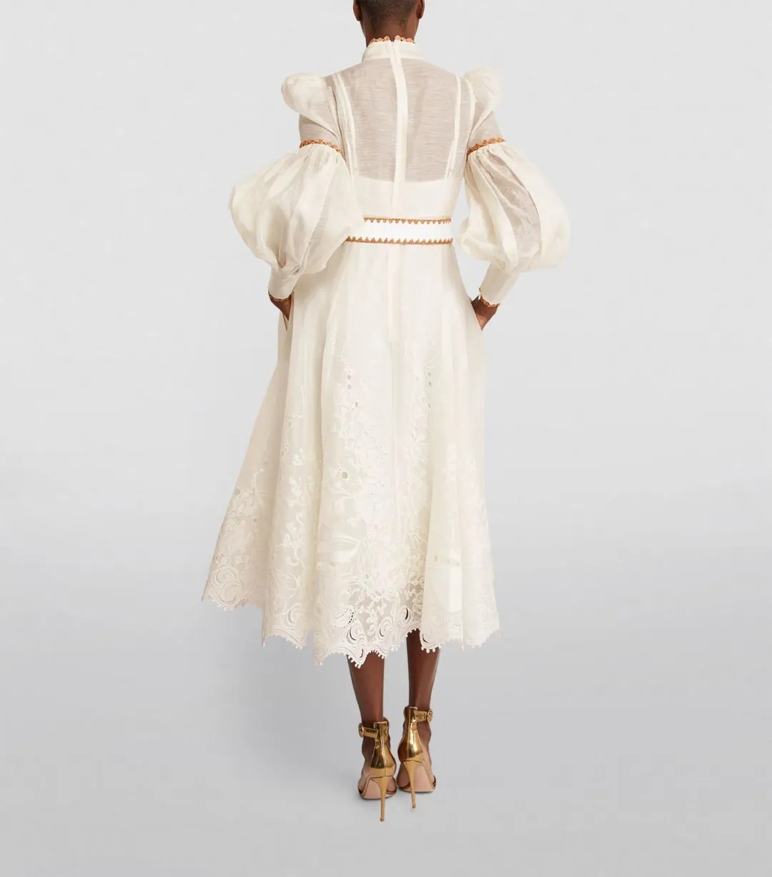Zimmerman Postcard Embroidered Midi Dress Ivory Size 0/ AU 8 for rent on The Volte - main image