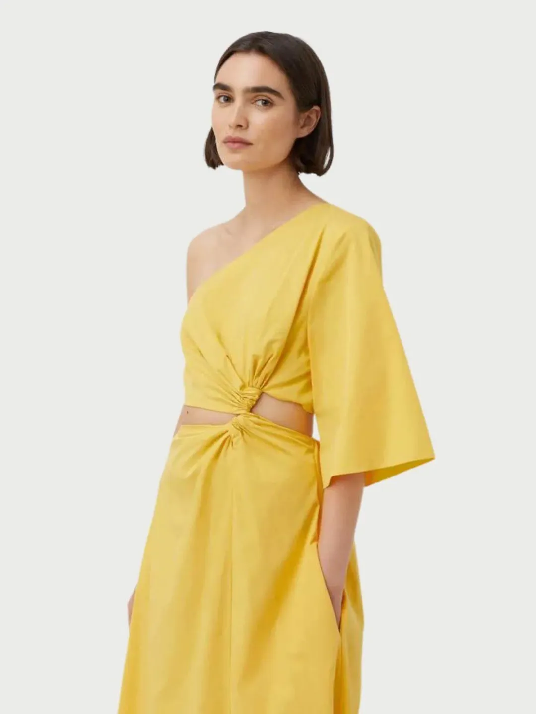 Camilla & Marc Wally One Shoulder Cut Out Maxi Dress in Yellow Size 10 for rent on The Volte - main image