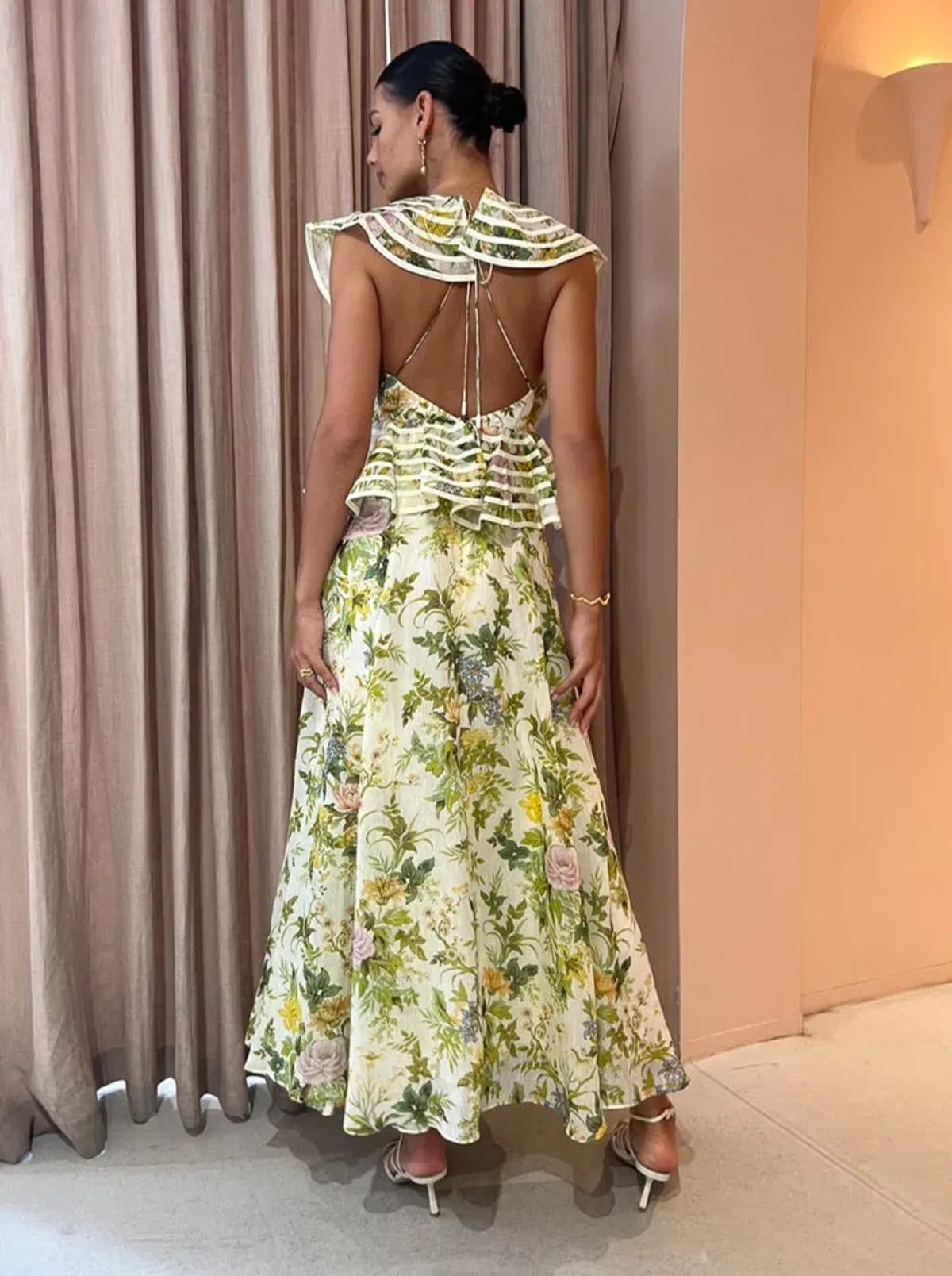 Alemais Eden Flounce Midi Dress Floral Size 8 - Image 2