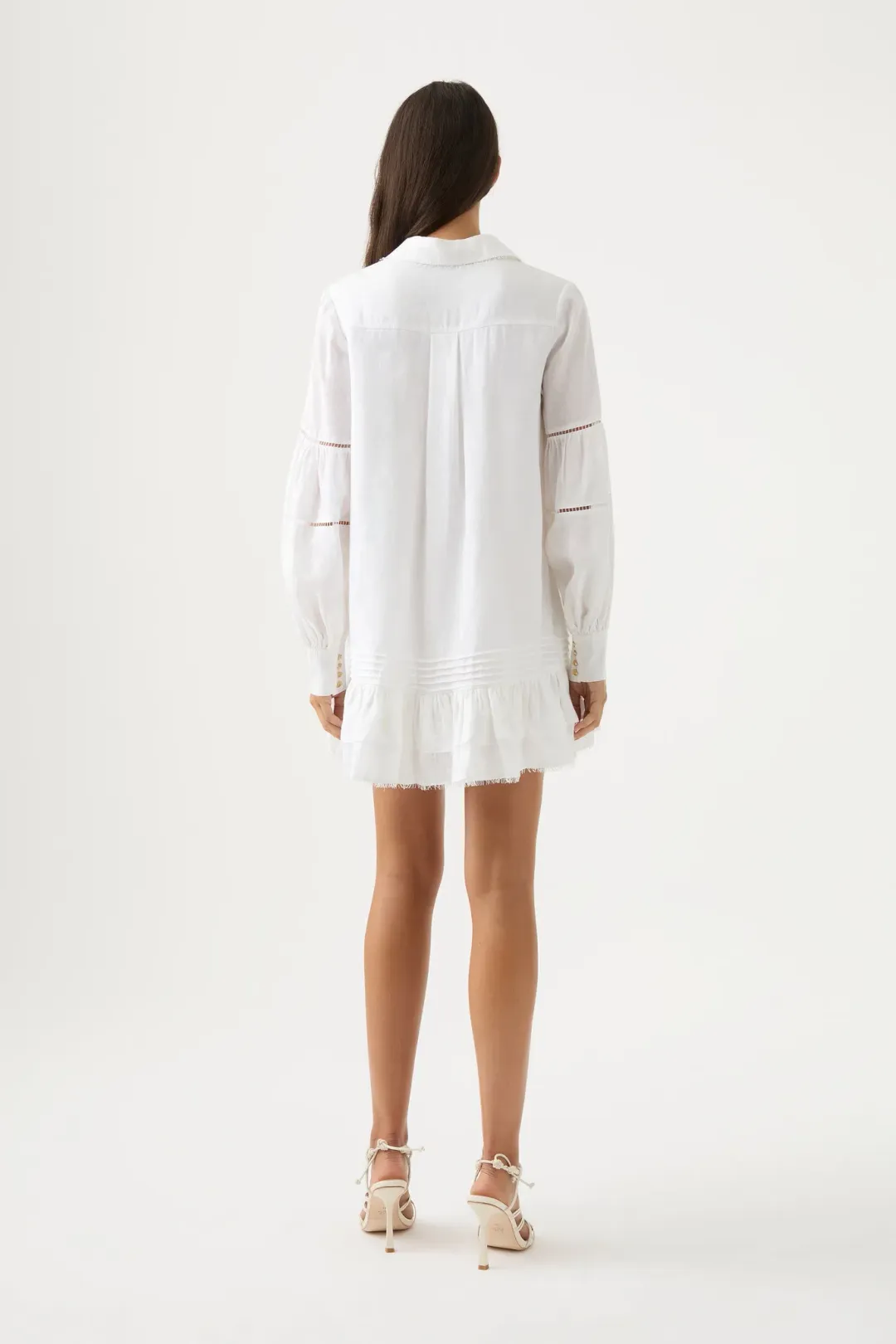 Aje Lotus Shirt Dress White Size 8 for rent on The Volte - main image