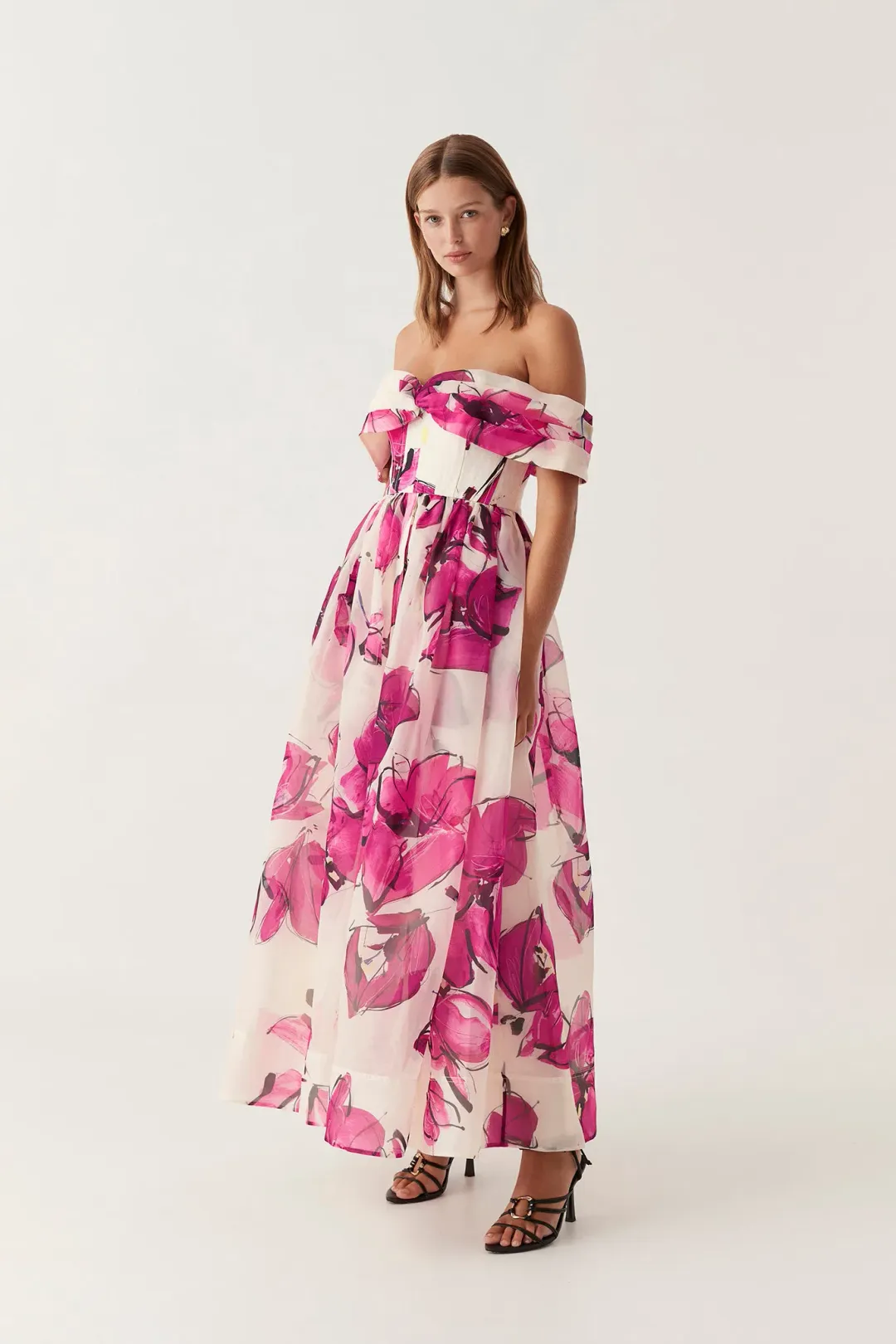 Aje Cordelia Corseted Maxi Dress Falling Florals Size 8 for rent on The Volte - main image