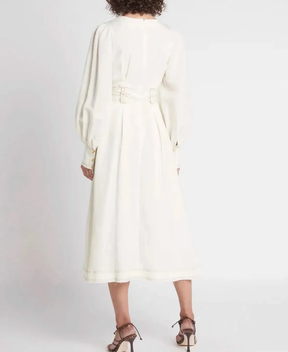 Aje Radiance Belted Midi Dress in Ivory Size XS / AU 6 - Image 3