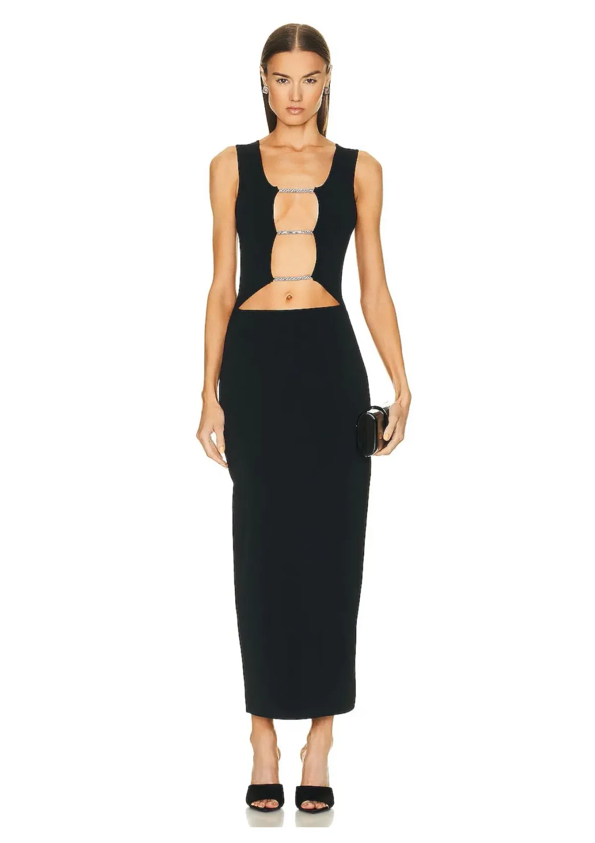 Christopher Esber Crystal Lattice Column Midi Dress Black Size 6 - Image 1