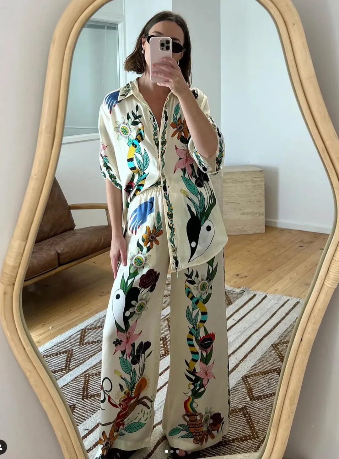 Alemais Meagan Silk Shirt & Pants Set Multi Size 10 for rent on The Volte - main image