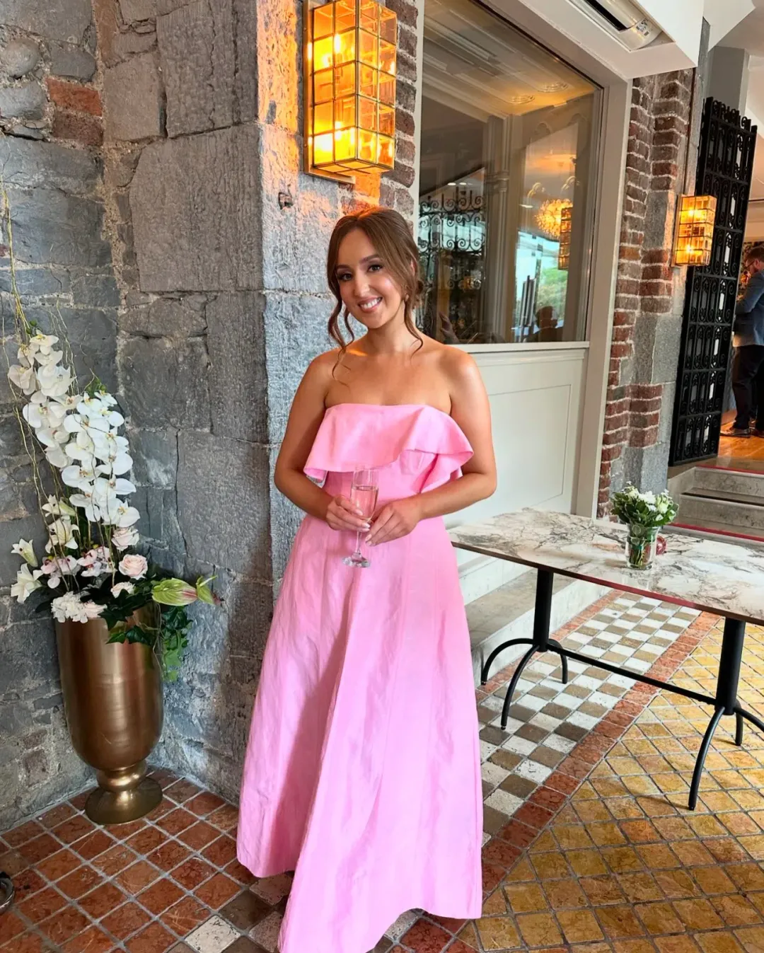 Aje Shallows Strapless Gown in Pink Size 8 for rent on The Volte - main image